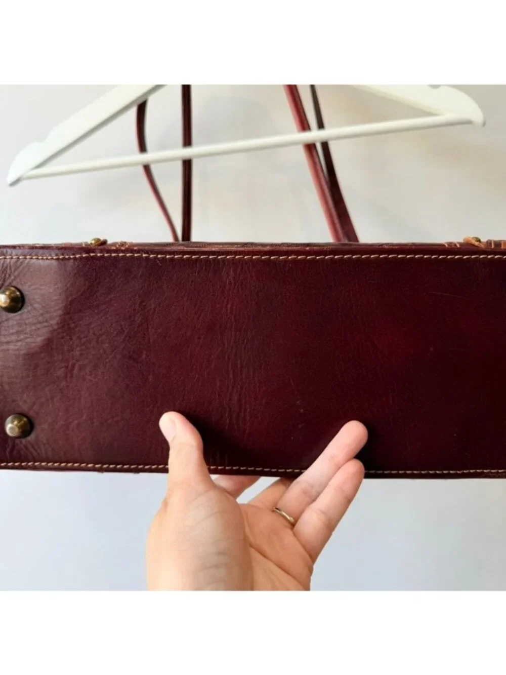 American West Tooled Leather Burgundy Western Shoulder Handbag Purse
